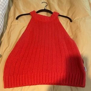 Le Bon Shoppe Red Knit Halter Top, size medium